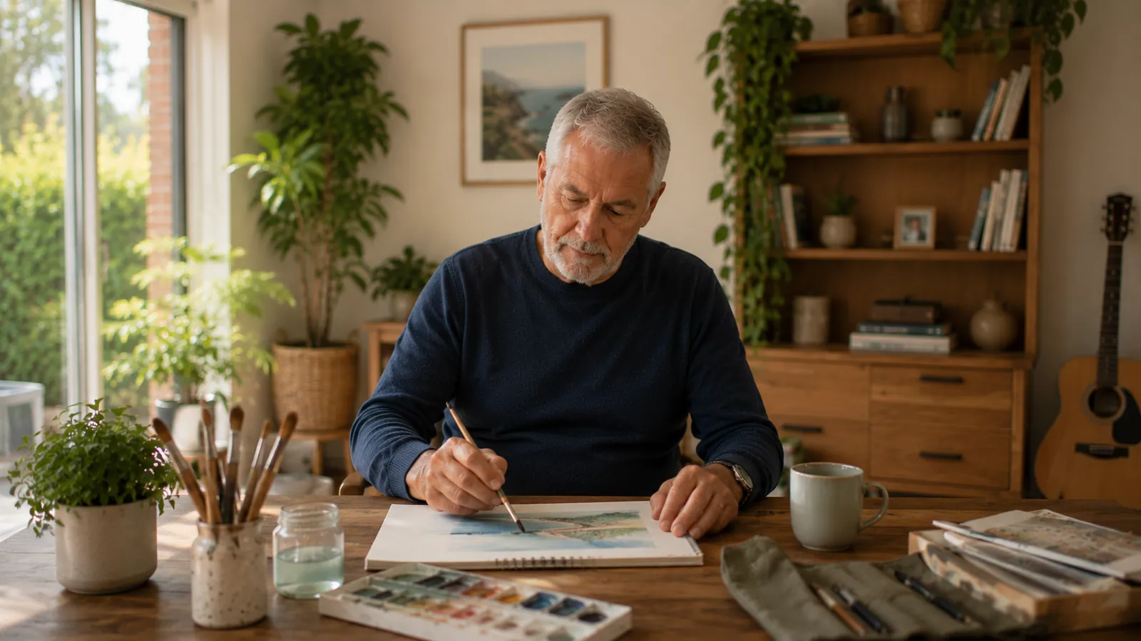 A carer and participant at home, taking time together